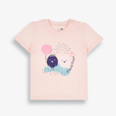 Тениска с весели мотиви за бебе, розова-органичен памук PIPPO&PEPPA 381398 