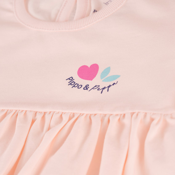 Рокля с романтична щампа на сърца за бебе, розова-органичен памук PIPPO&PEPPA 381408 3