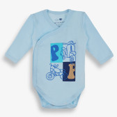Бебешко боди с дълъг ръкав и щампа с мотор,синьо-органичен памук PIPPO&PEPPA 381418 