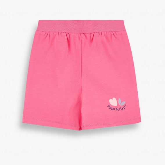 Къс панталон с романична щампа на сърчица за бебе, розов-органичен памук PIPPO&PEPPA 381494 