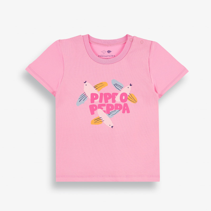 Тениска от органичен памук за бебе, розова-органичен памук  381528