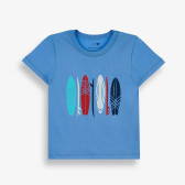 Тениска с весела щампа за бебе, синя-органичен памук PIPPO&PEPPA 381577 