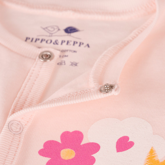 Бебешки гащеризон с дълъг ръкав и щампа на цветя, розов-органичен памук PIPPO&PEPPA 381588 4