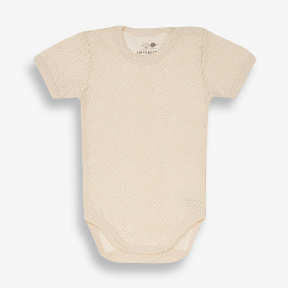 Бебешко боди с къс ръкав, бежово-органичен памук PIPPO&PEPPA 381593 
