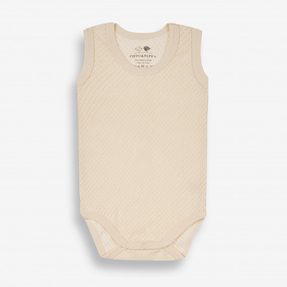 Бебешко боди без ръкав, бежово-органичен памук PIPPO&PEPPA 381601 