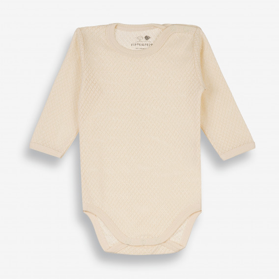 Бебешко боди с дълъг ръкав, бежово-органичен памук PIPPO&PEPPA 381605 