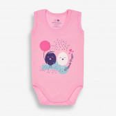 Бебешко боди без ръкав с весела щампа, розово-органичен памук PIPPO&PEPPA 381629 