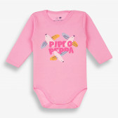 Бебешко боди с дълъг ръкав и пъстра щампа, розово-органичен памук PIPPO&PEPPA 381633 