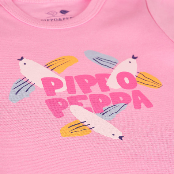 Бебешко боди с дълъг ръкав и пъстра щампа, розово-органичен памук PIPPO&PEPPA 381635 3
