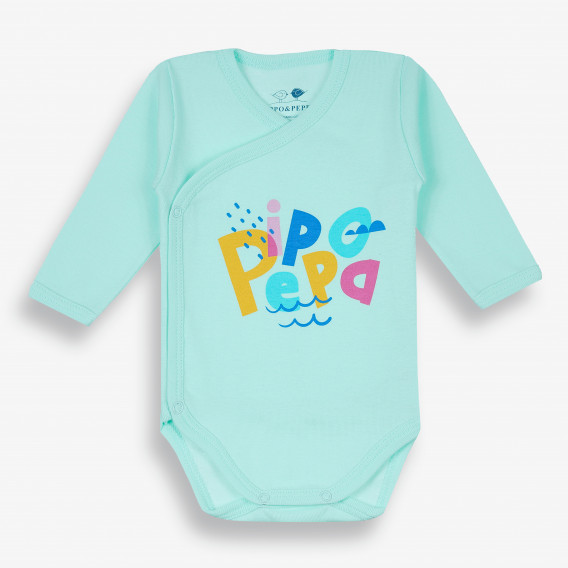 Бебешко боди с дълъг ръкав Pipo, мента-органичен памук PIPPO&PEPPA 381665 