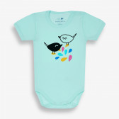 Бебешко боди с къс ръкав и многоцветна щампа, мента-органичен памук PIPPO&PEPPA 381677 