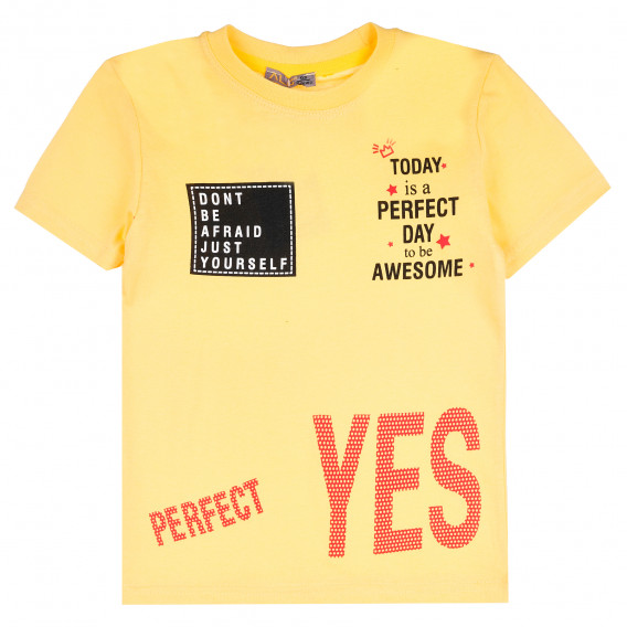 Памучна тениска Perfect за момче, жълта ALG 381719 