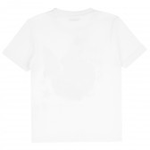 Памучна тениска с ракета за момче, бяла ALG 381778 4
