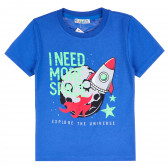 Памучна тениска с ракета за момче, синя ALG 381783 