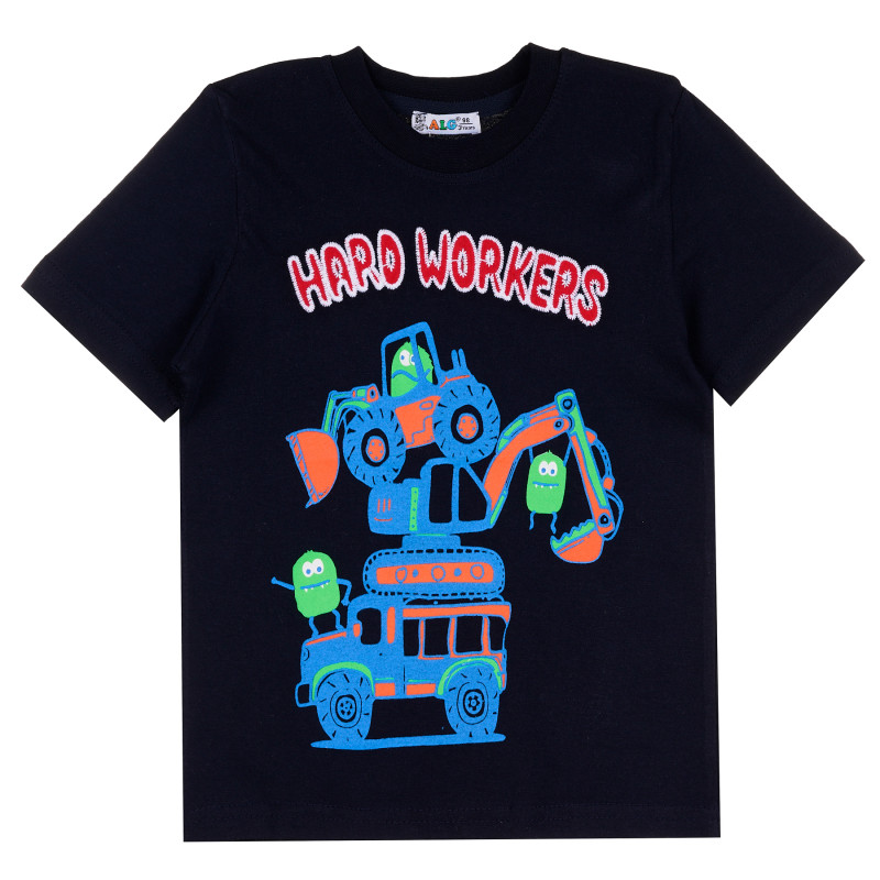 Памучна тениска Haro Workers за момче, тъмно синя  381851