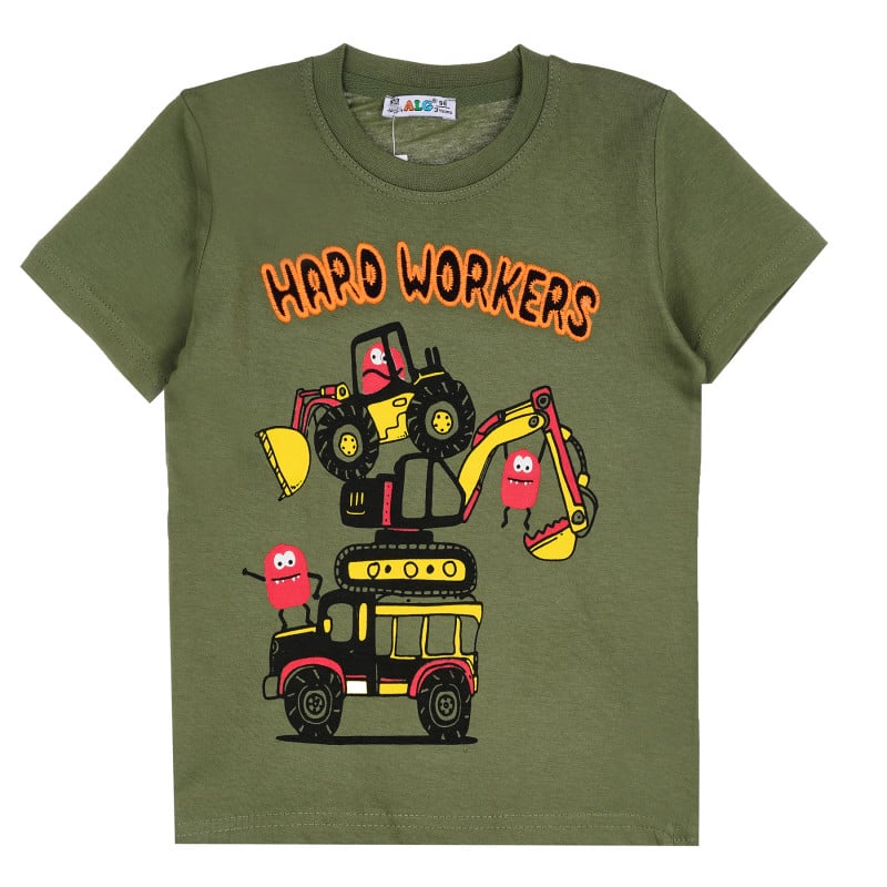 Памучна тениска Haro Workers за момче, зелена  381855