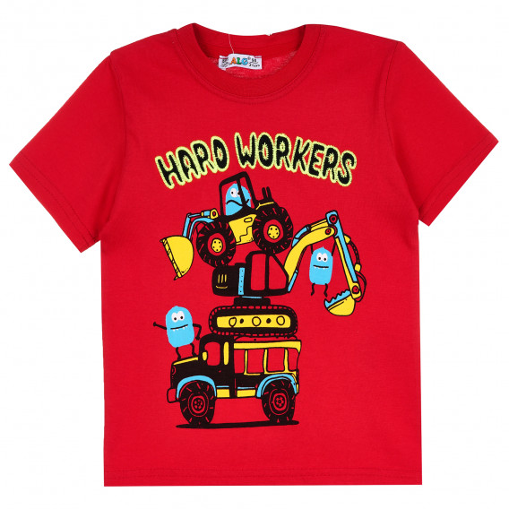 Памучна тениска Haro Workers за момче, червена ALG 381859 