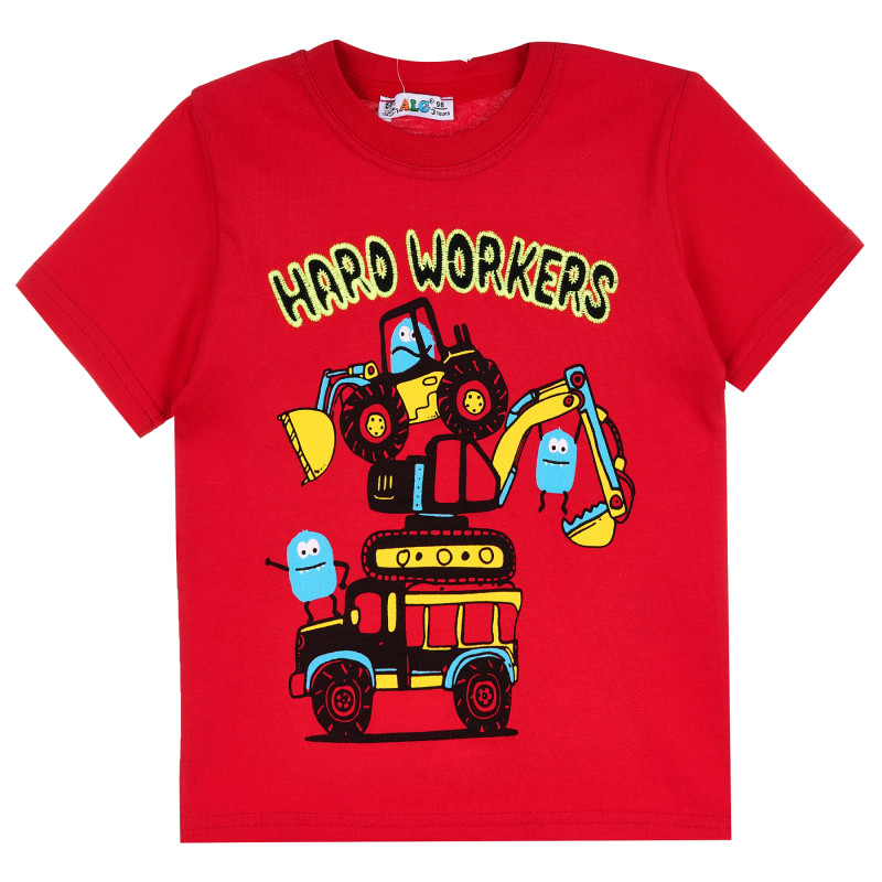 Памучна тениска Haro Workers за момче, червена  381859