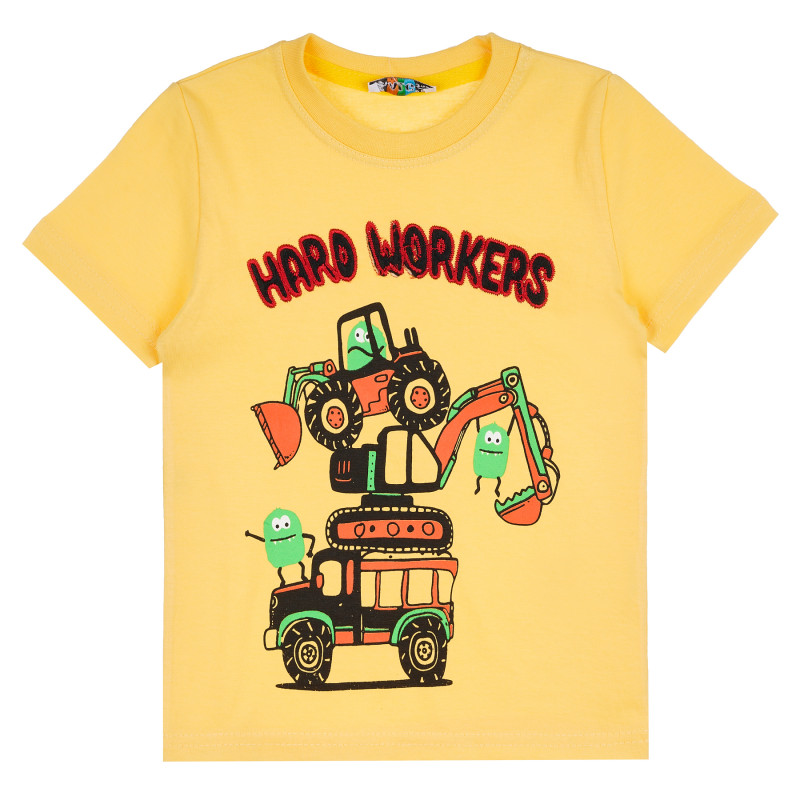 Памучна тениска Haro Workers за момче, жълта  381871