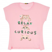Памучна тениска с щампа на котета за момиче, розова ALG 381879 