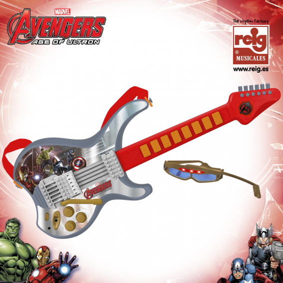Детска електронна китара и очила с микрофон Отмъстителите Avengers 3819 