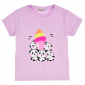 Памучна тениска с къс ръкав Ice Cream за момиче, лилава ALG 381955 