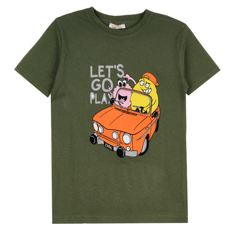 Памучна тениска с анимационни герои за момче, зелена  381967
