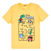 Памучна тениска с къс ръкав Dino Puzzle за момче, жълта ALG 381983 