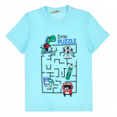 Памучна тениска с къс ръкав Dino Puzzle за момче, светло синя ALG 381995 