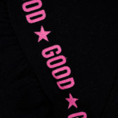 Памучна блуза с къс ръкав и романтична щампа за момиче, черна ALG 382001 3