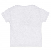 Памучна тениска с къс ръкав и щампа на кученца за момиче, сива ALG 382006 4