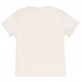 Памучна тениска с къс ръкав и щампа на кученца за момиче, бежова ALG 382014 4
