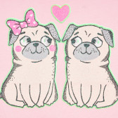 Памучна тениска с къс ръкав и щампа на кученца за момиче, розова ALG 382016 2