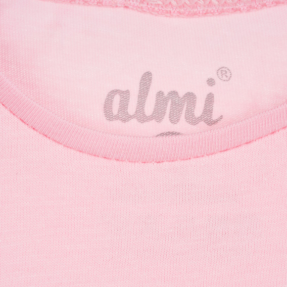 Памучна тениска с къс ръкав и щампа на кученца за момиче, розова ALG 382017 3