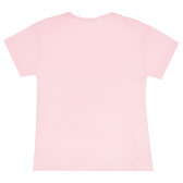 Памучна тениска с къс ръкав и щампа на кученца за момиче, розова ALG 382018 4