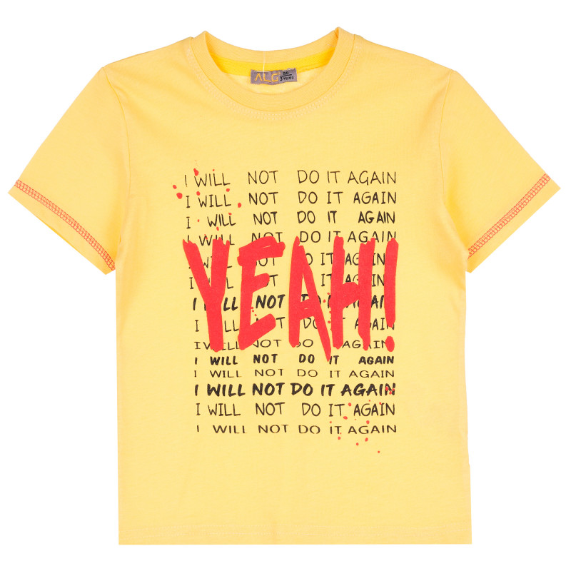 Памучна тениска Yeahi за момче, жълта  382055