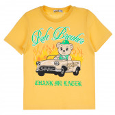 Памучна тениска Rule Breaker за момче, жълта ALG 382067 
