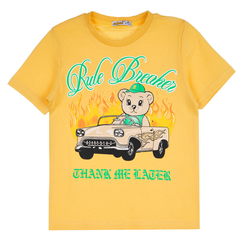 Памучна тениска Rule Breaker за момче, жълта  382067