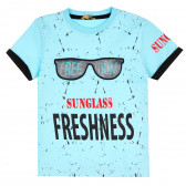 Тениска със слънчеви очила за момче, светло синя ALG 382075 