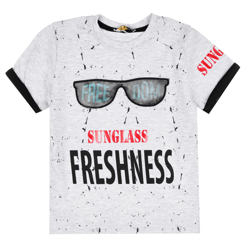 Тениска със слънчеви очила за момче, сива  382083