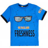 Тениска със слънчеви очила за момче, синя ALG 382087 
