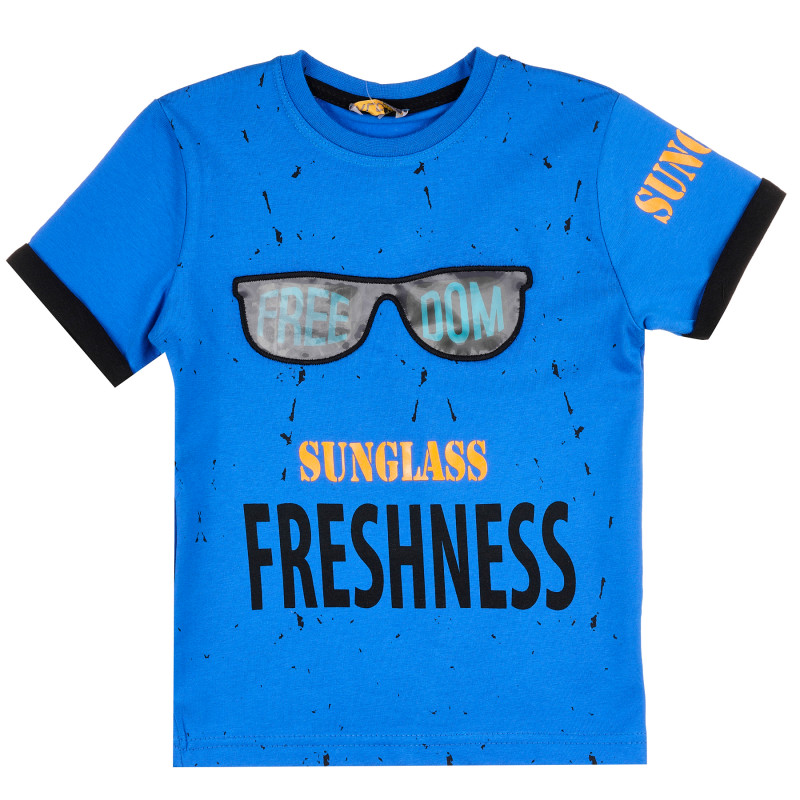 Тениска със слънчеви очила за момче, синя  382087