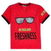 Тениска със слънчеви очила за момче, червена ALG 382091 