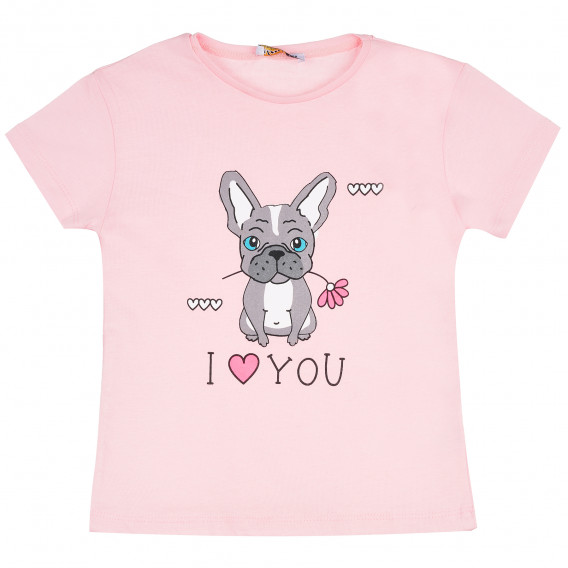 Тениска с кученце за момиче, розова ALG 382095 
