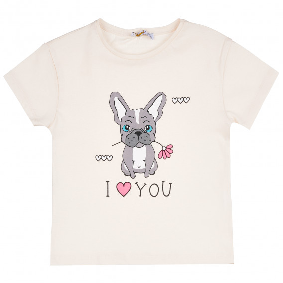Тениска с кученце за момиче, бежова ALG 382099 