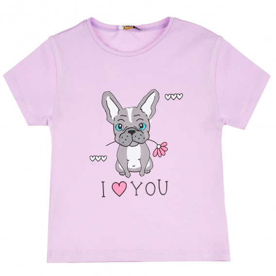 Тениска с кученце за момиче, лилава ALG 382103 