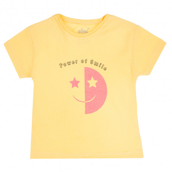 Тениска със Smile за момиче, жълта ALG 382107 