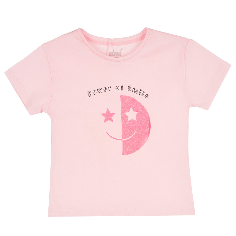 Тениска със Smile за момиче, розова  382119