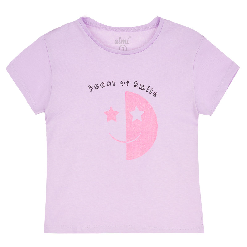 Тениска със Smile за момиче, бяла  382123