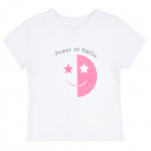 Тениска със Smile за момиче, бяла ALG 382127 